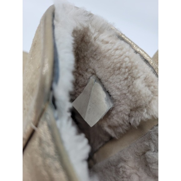 Uggs Abree Mini Stardust Gold Short Ankle Boots Fur Shiny - Picture 8 of 12